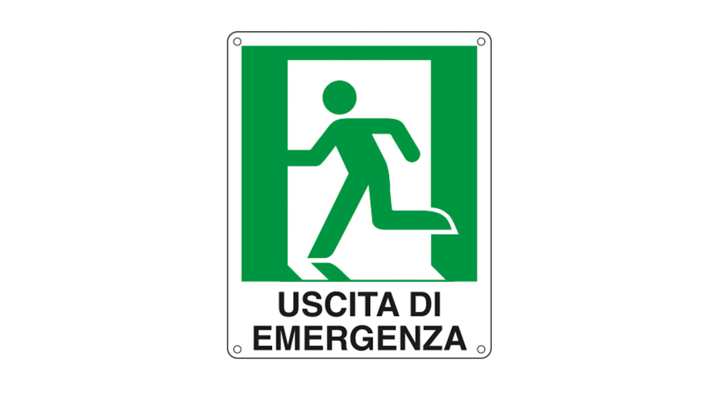 Segnale d'uscita, USCITA DI EMERGENZA, Italiano Uscita di sicurezza a sinistra