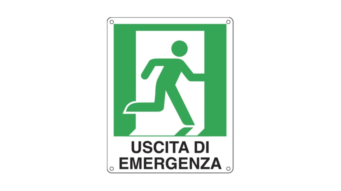 Segnale d'uscita, USCITA DI EMERGENZA, Italiano Uscita di emergenza a destra