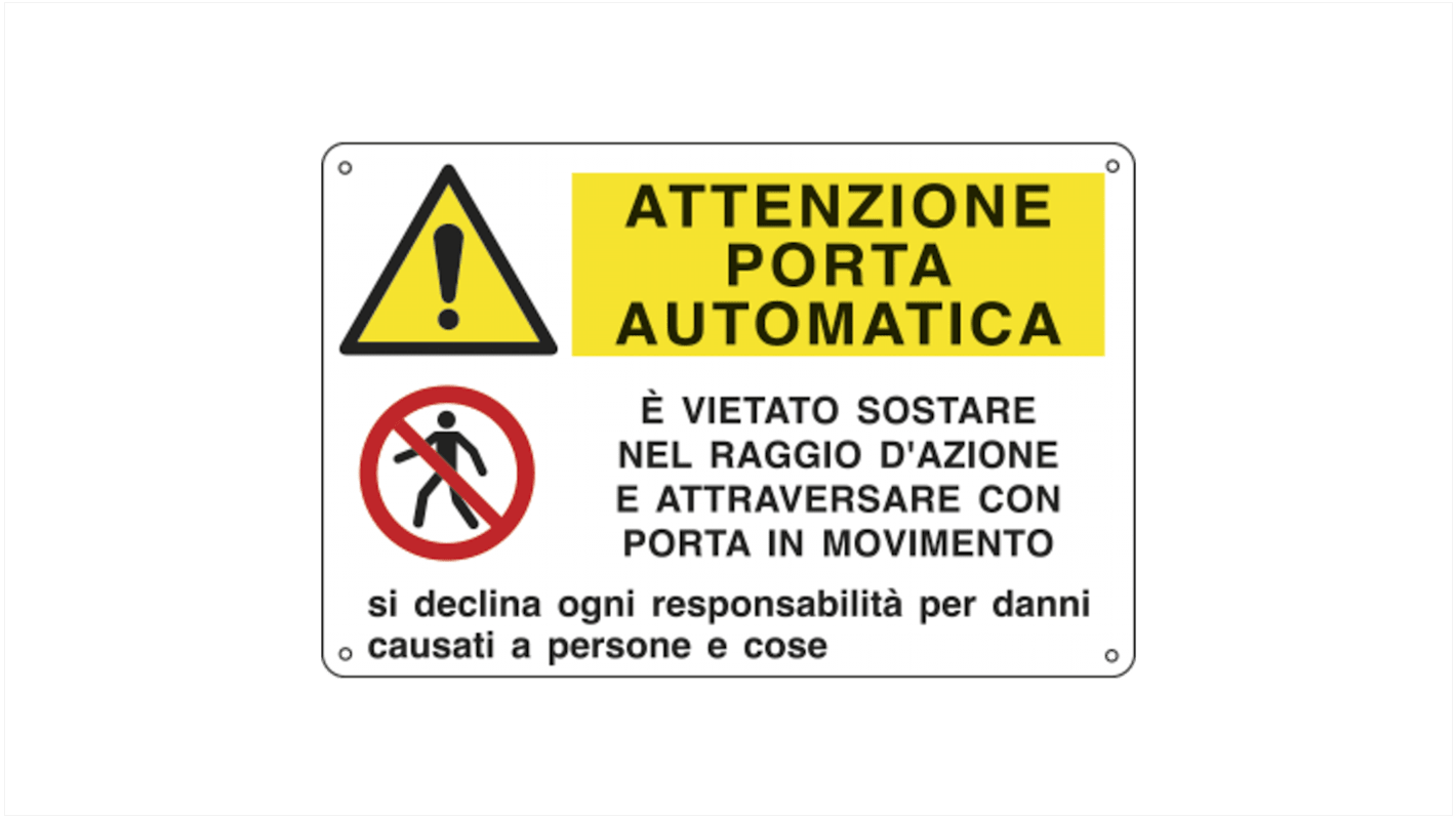 Etichetta di sicurezza Pericolo "ATTENZIONE PORTA AUTOMATICA", Adesiva