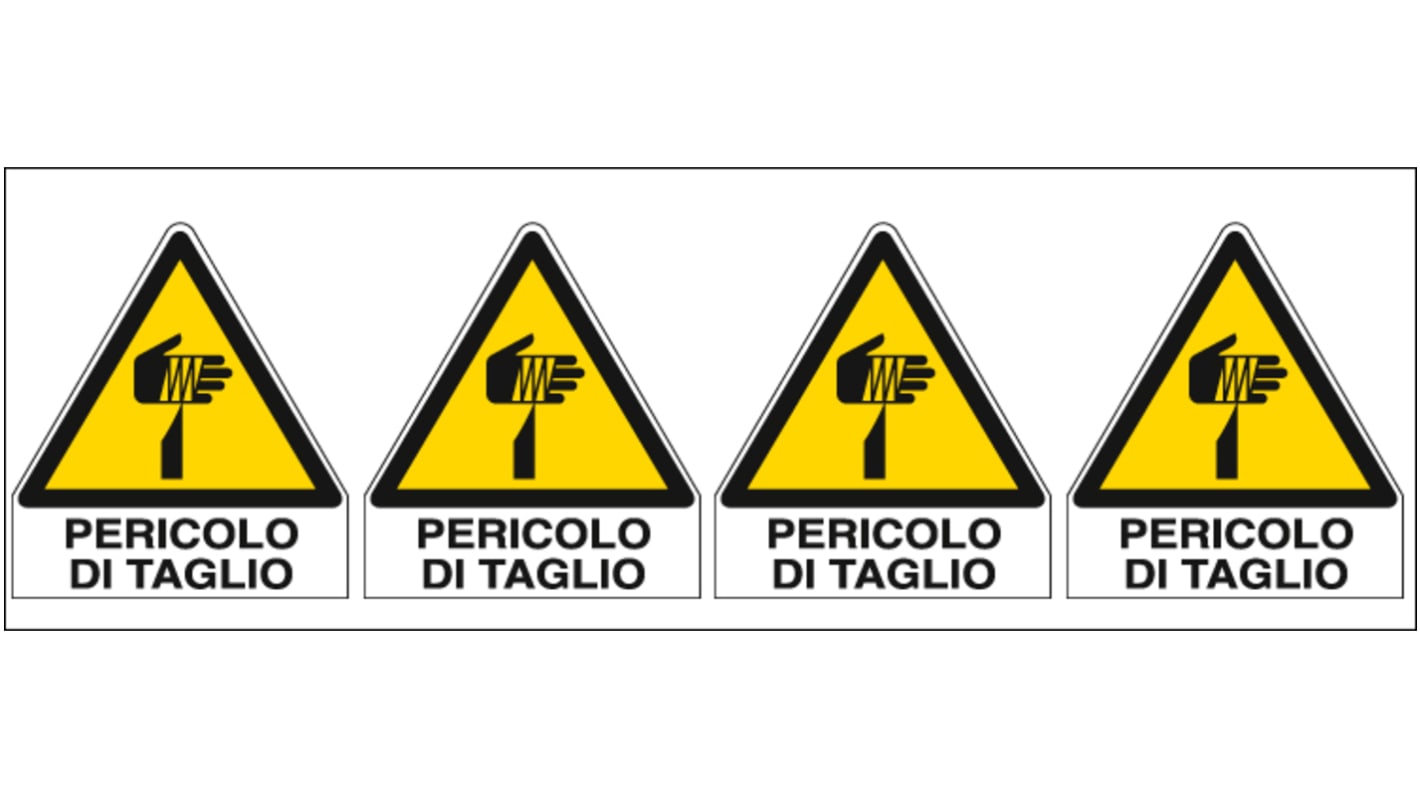 Etichetta di sicurezza Pericolo di taglio "PERICOLO DI TAGLIO", Adesiva