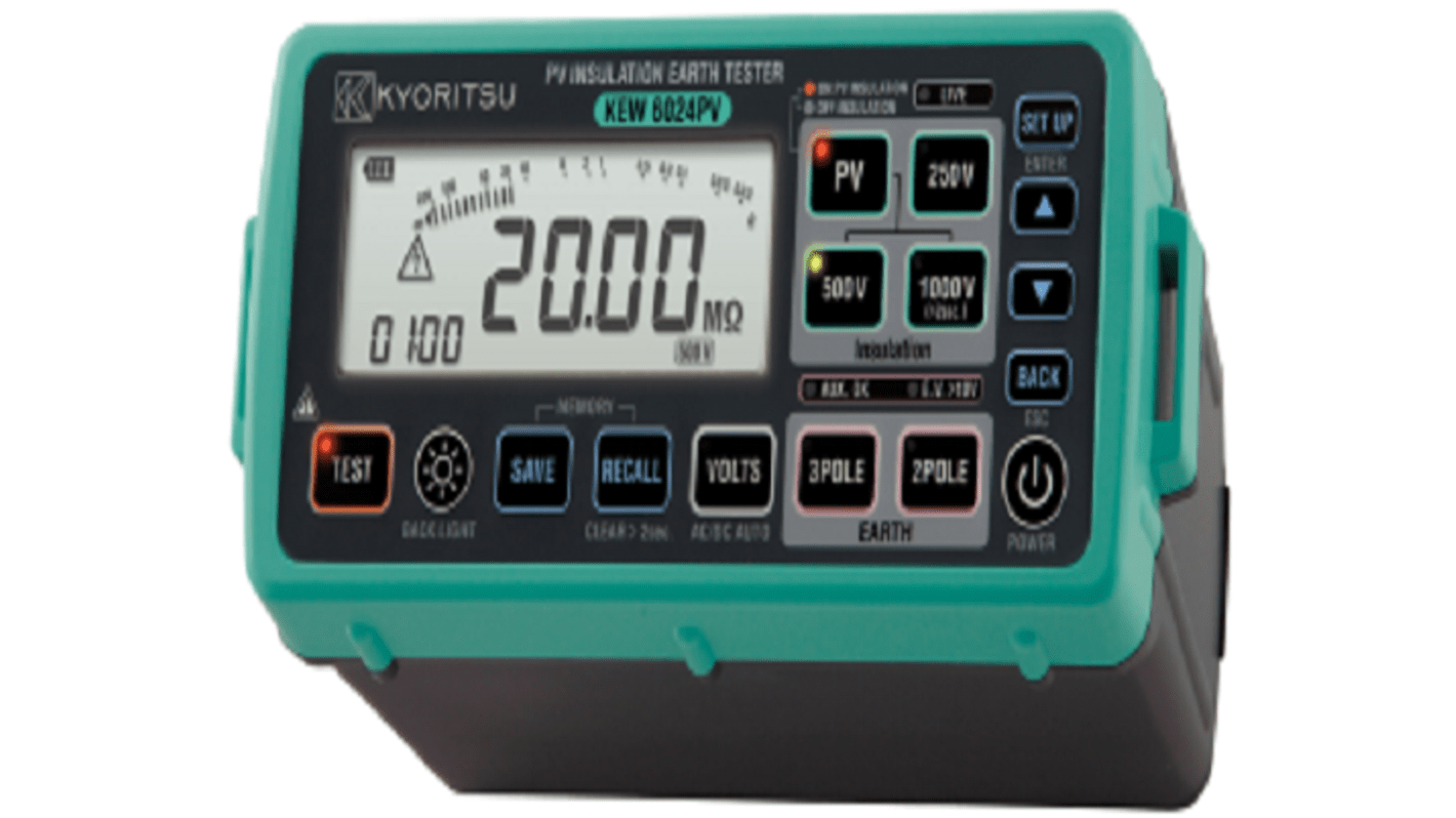 Kyoritsu K6024PV Insulation Resistance Tester, 250V Min, 1000V Max, 2000MΩ Max, CAT IV