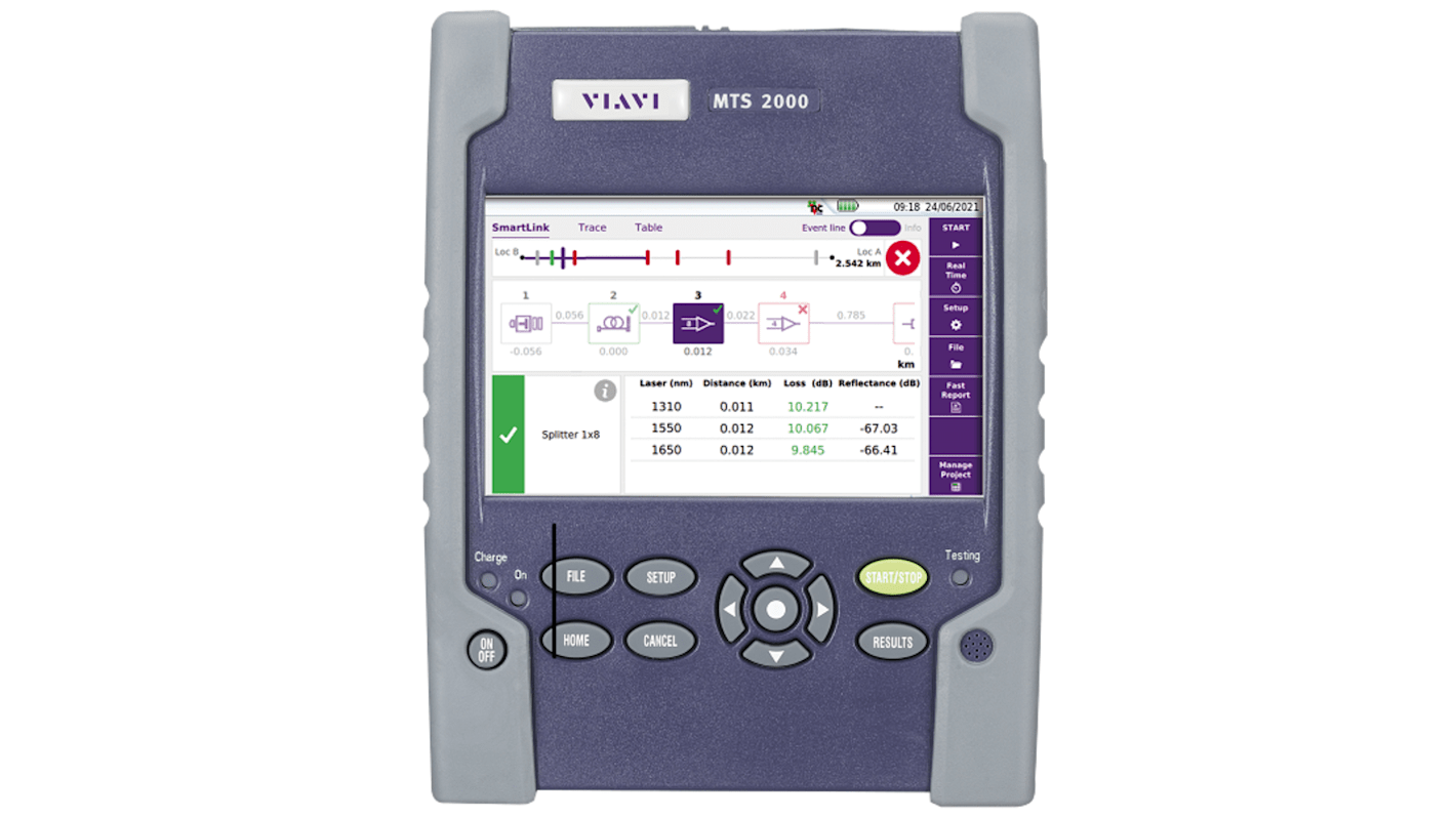 Appareil de mesure de puissance optique Viavi MTS2000, câble Fibre optique, RJ45, USB