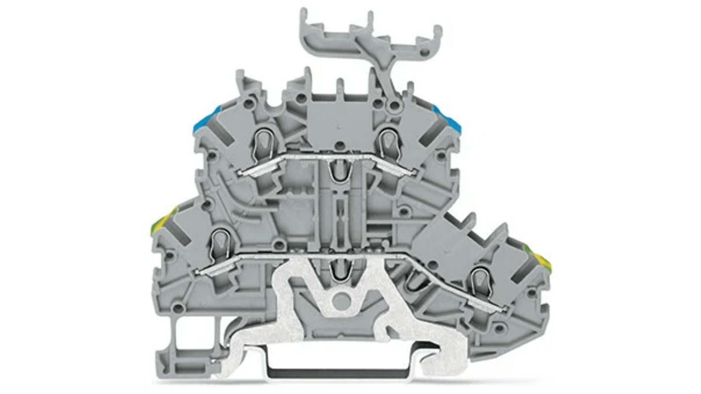 Wago TOPJOB S, 2000 Series Grey Feed Through Terminal Block, 1mm², Double-Level, Push-In Cage Clamp Termination, ATEX,