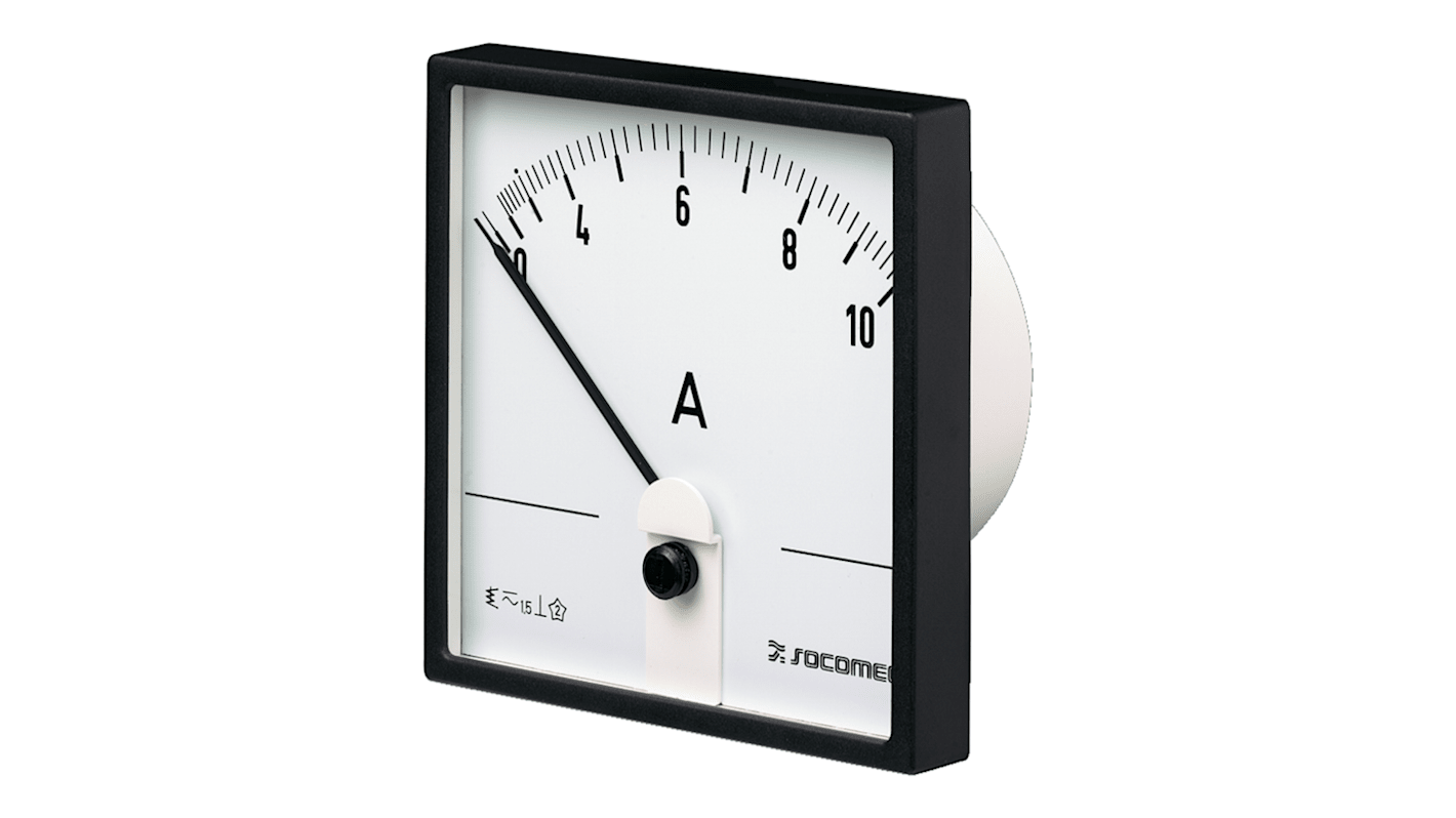 Amperímetro analógico de panel AC Socomec, valor máx. 20A, dim. 72mm x 72mm