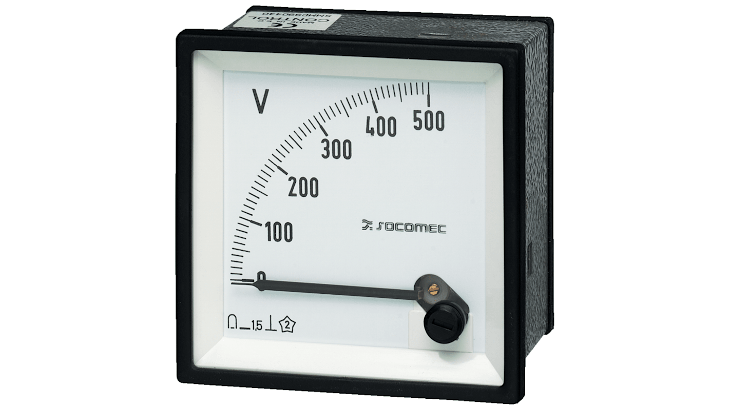 Voltímetro analógico DC Socomec 192G, dim. 48mm x 48mm