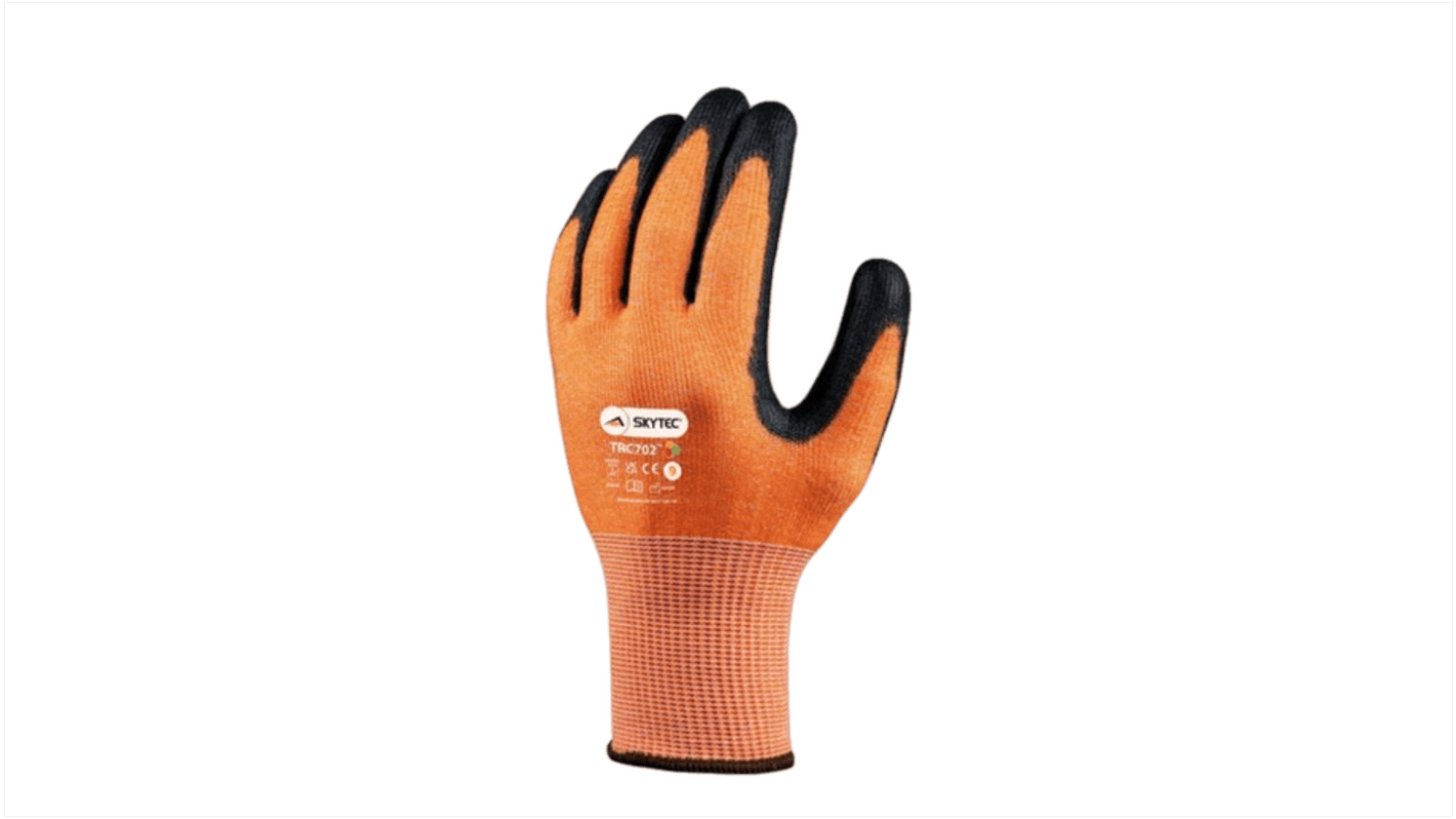 Skytec Black, Orange Glass Fibre, HPPE, Nylon Cut Resistant Cut Resistant Gloves, Size 9, Large, Polyurethane Coating