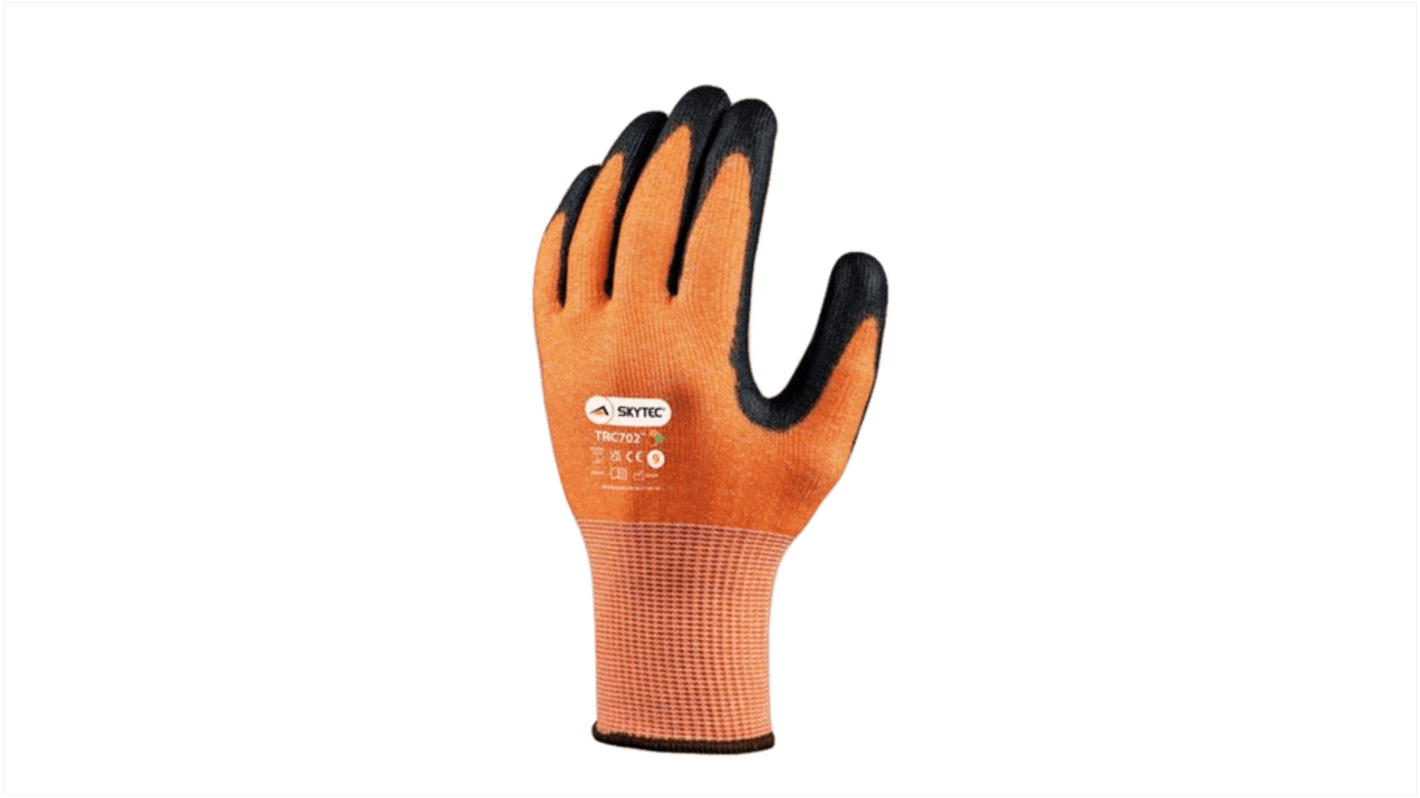 Skytec Black, Orange Glass Fibre, HPPE, Nylon Cut Resistant Cut Resistant Gloves, Size 10, Polyurethane Coating