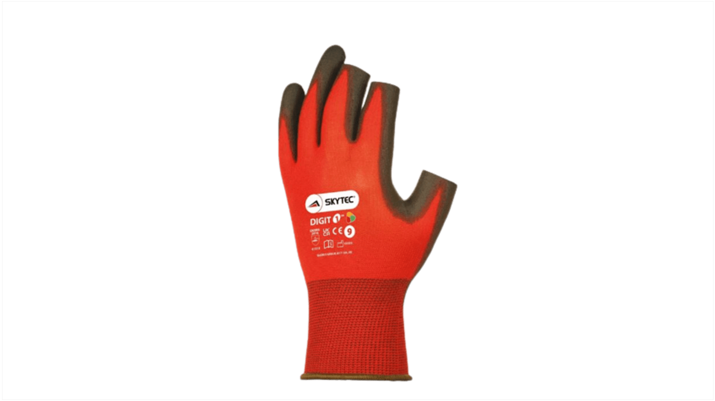Skytec Black/Red Nylon Abrasion Resistant, Cut Resistant, Tear Resistant Work Gloves, Size 8, Polyurethane Coating