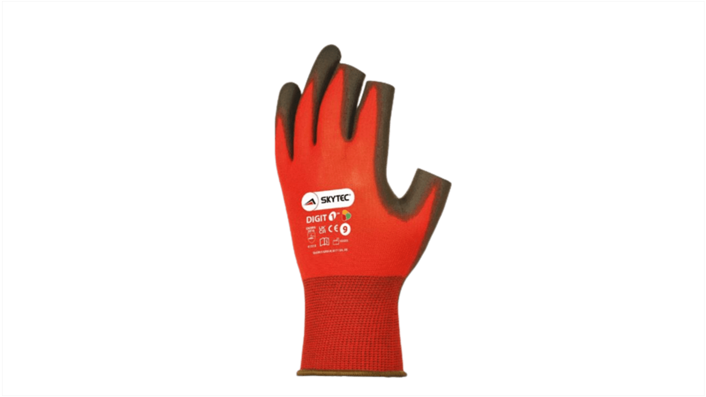 Skytec Black/Red Nylon Abrasion Resistant, Cut Resistant, Tear Resistant Work Gloves, Size 10, Polyurethane Coating