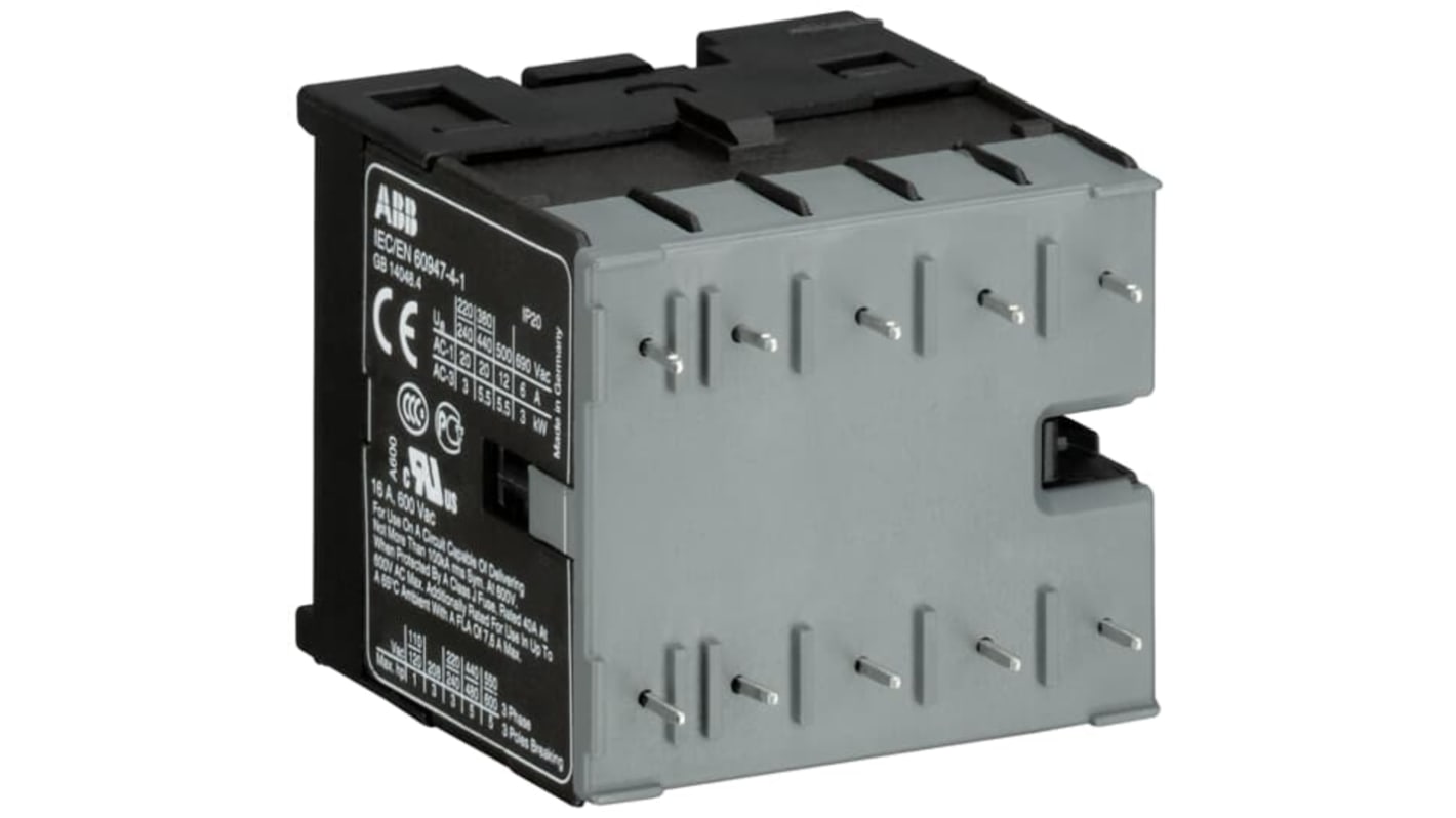 ABB GJL121 Series Contactor, 24 V dc Coil, 3-Pole, 20 A, 4 kW, 3N0/1NC