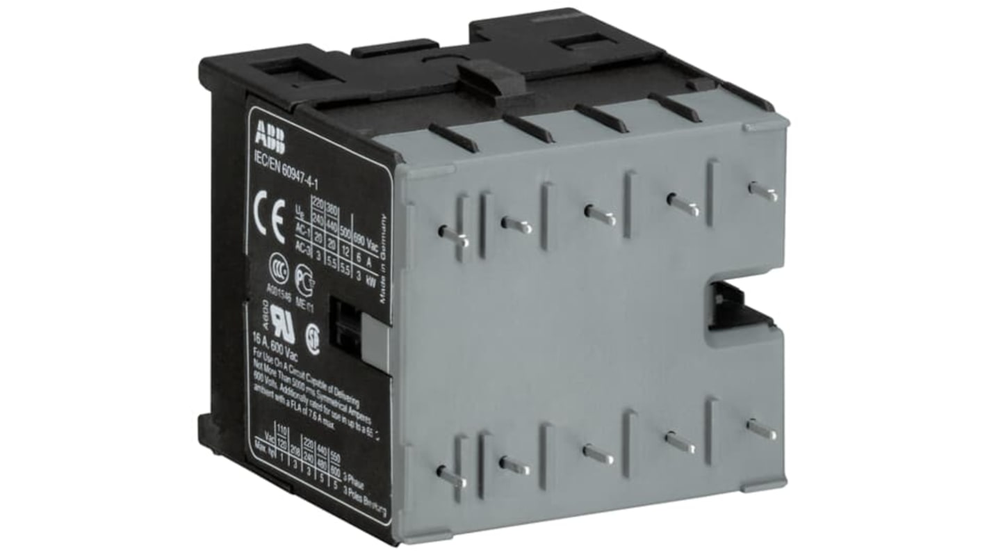 ABB GJL131 Series Contactor, 24 V ac Coil, 3-Pole, 20 A, 5.5 kW, 4NO