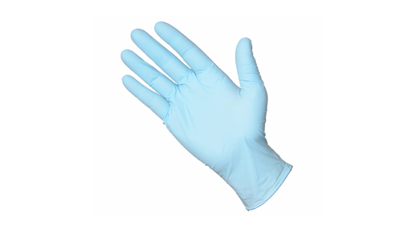 RS PRO Blue Powder-Free Nitrile Disposable Gloves, Size S, Food Safe, 100 per Pack