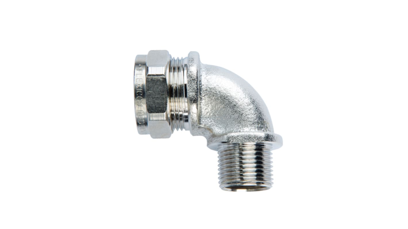 Flexicon External Thread Fitting, Cable Conduit Fitting, 16mm Nominal Size, M16, Galvanised Steel, Grey