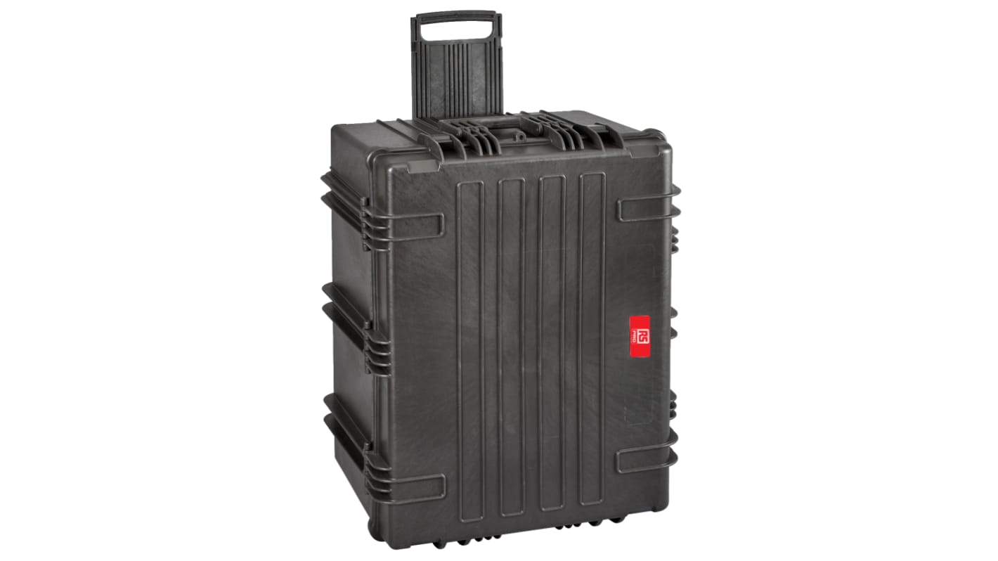 RS PRO Polypropylen Wasserdichter Koffer Schwarz, auf Rädern, Außenmaße 836 x 641 x 489mm / Innen 770 x 580 x 450mm