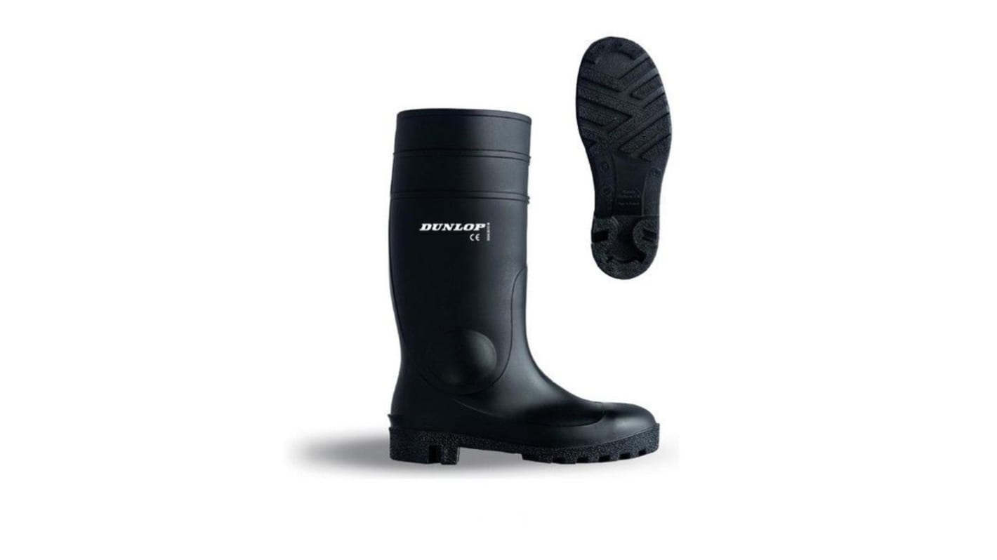 Dunlop Black Steel Toe Capped Unisex Safety Wellingtons, UK 11, EU 46