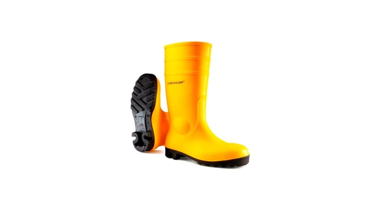 Dunlop Yellow Steel Toe Capped Unisex Safety Wellingtons, UK 10, EU 44