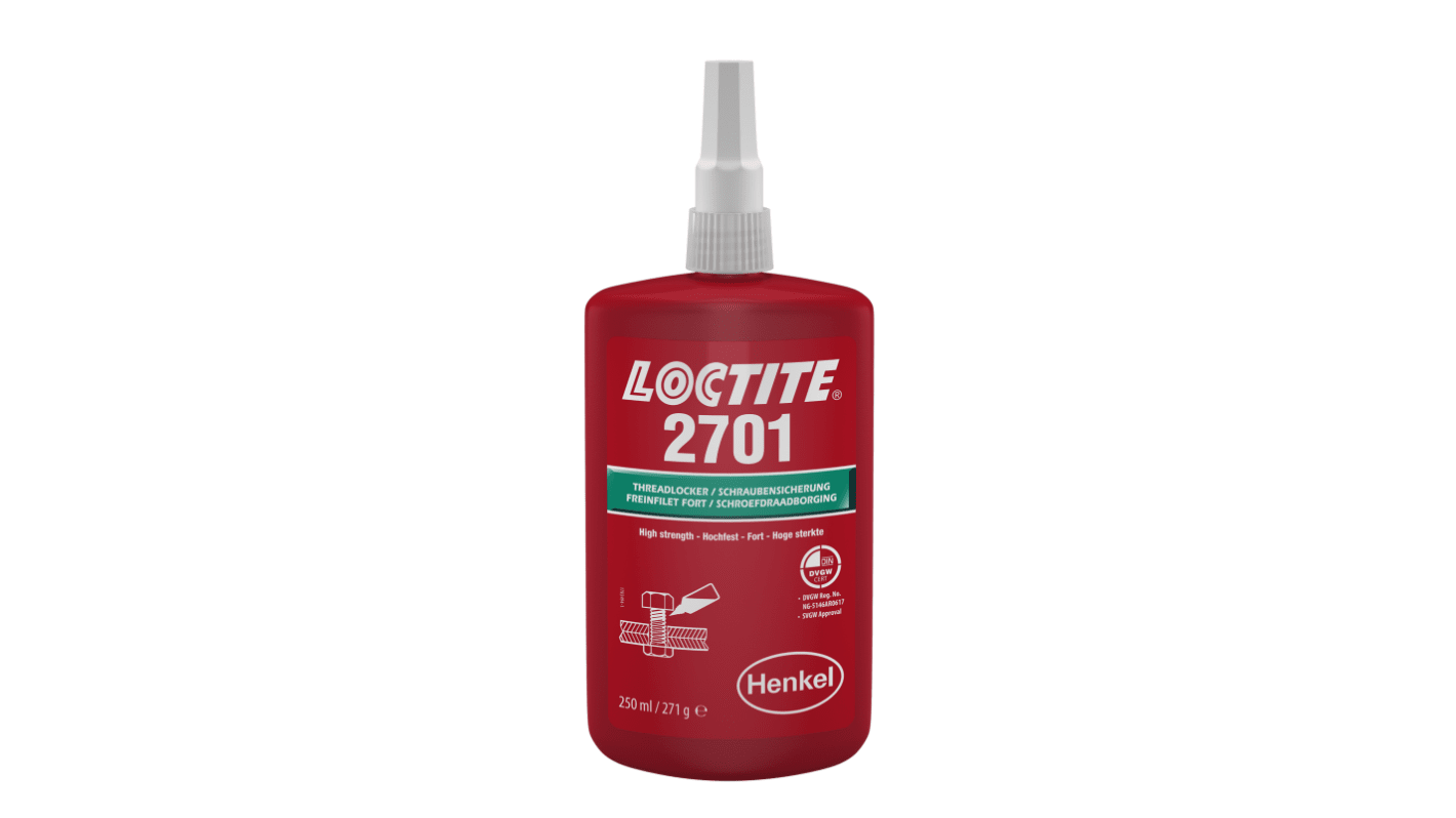 Loctite Loctite 2701 Green Thread lock, 250 ml, 4 → 25 min Cure Time