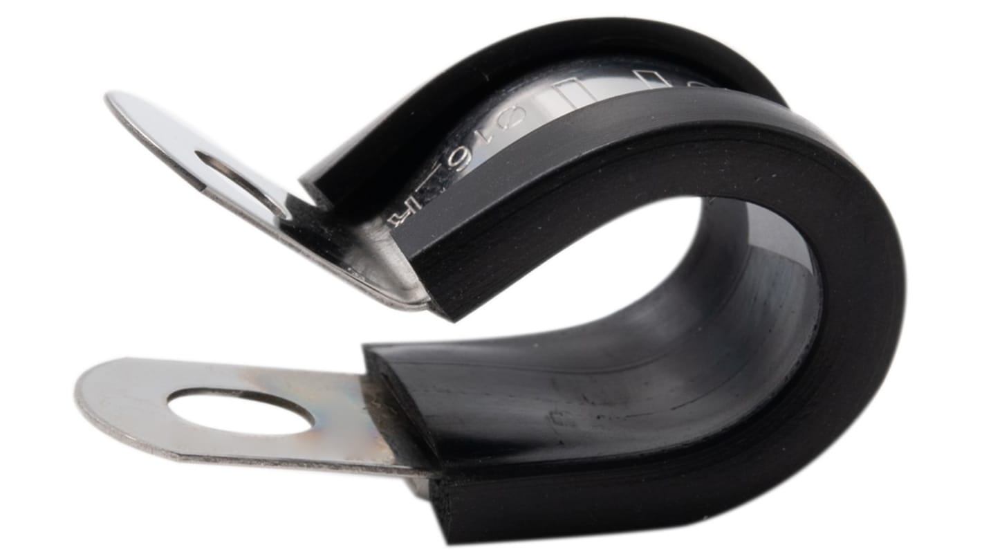 RS PRO 21mm Black, Stainless Steel 304 P Clip