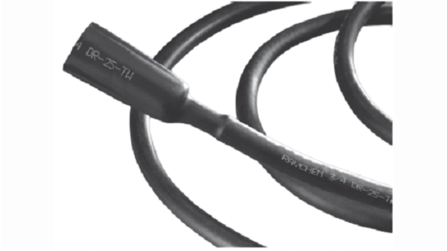 TE Connectivity 熱収縮チューブ, 収縮前 25.4mm, 収縮後 12.7mm, 黒 DR-25-1-0-RSU