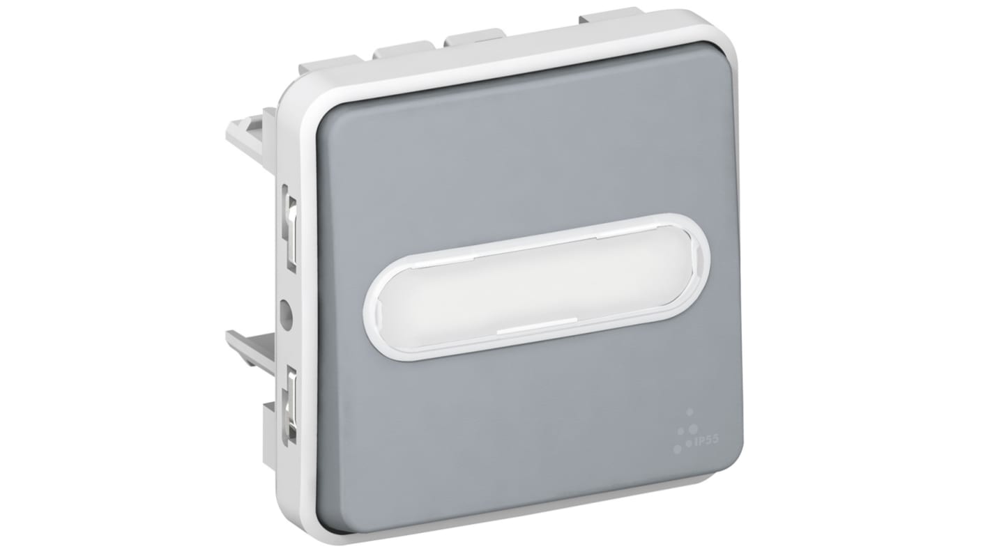 Interruttore luce Legrand, 10A, 250V, Grigio, IP55 Plexo