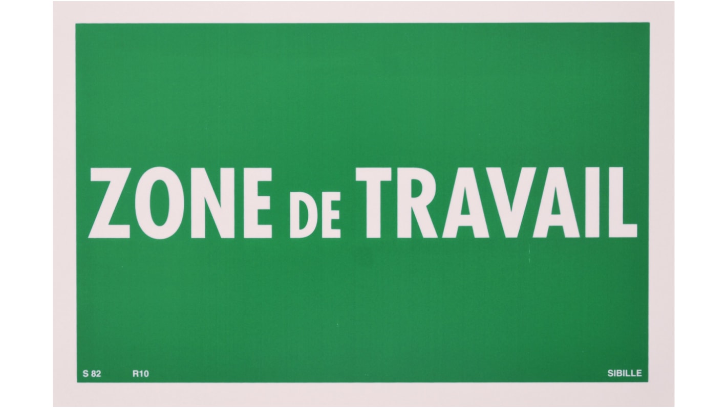 Penta Plastic Green Safe Conditions Sign, Zone de Travail, French