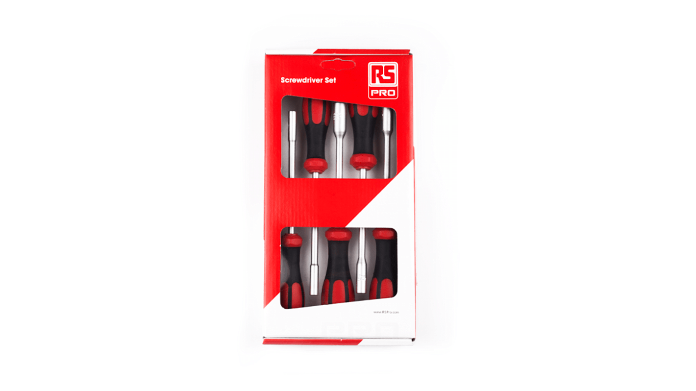 RS PRO Hexagon Nut Driver Set, 5.5 mm, 6 mm, 7 mm, 8 mm, 10 mm Tip, 125 mm Blade, 225 mm, 235 mm Overall