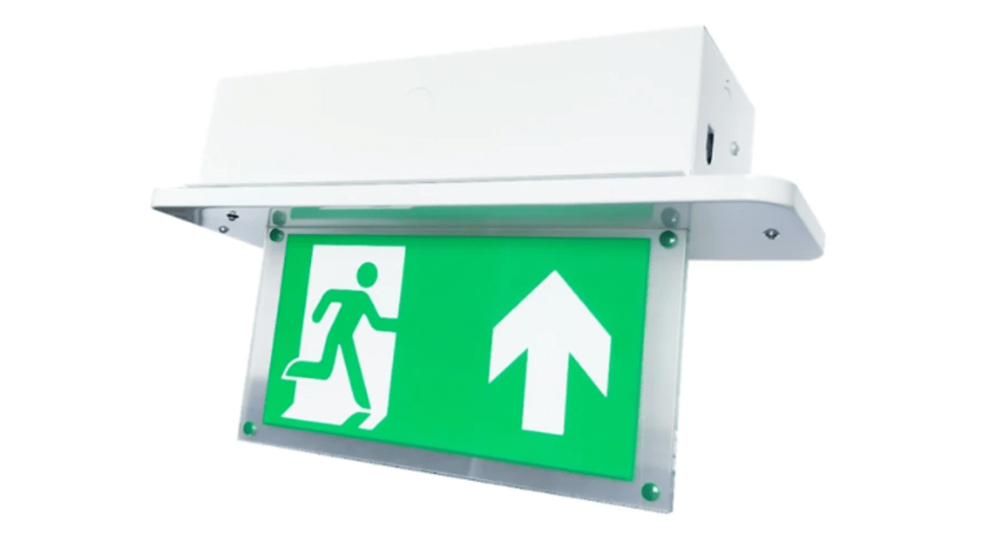 Acrylic, Steel Emergency Exit Up, None With Pictogram Only, Exit Sign, 410 x 240 x 140mm