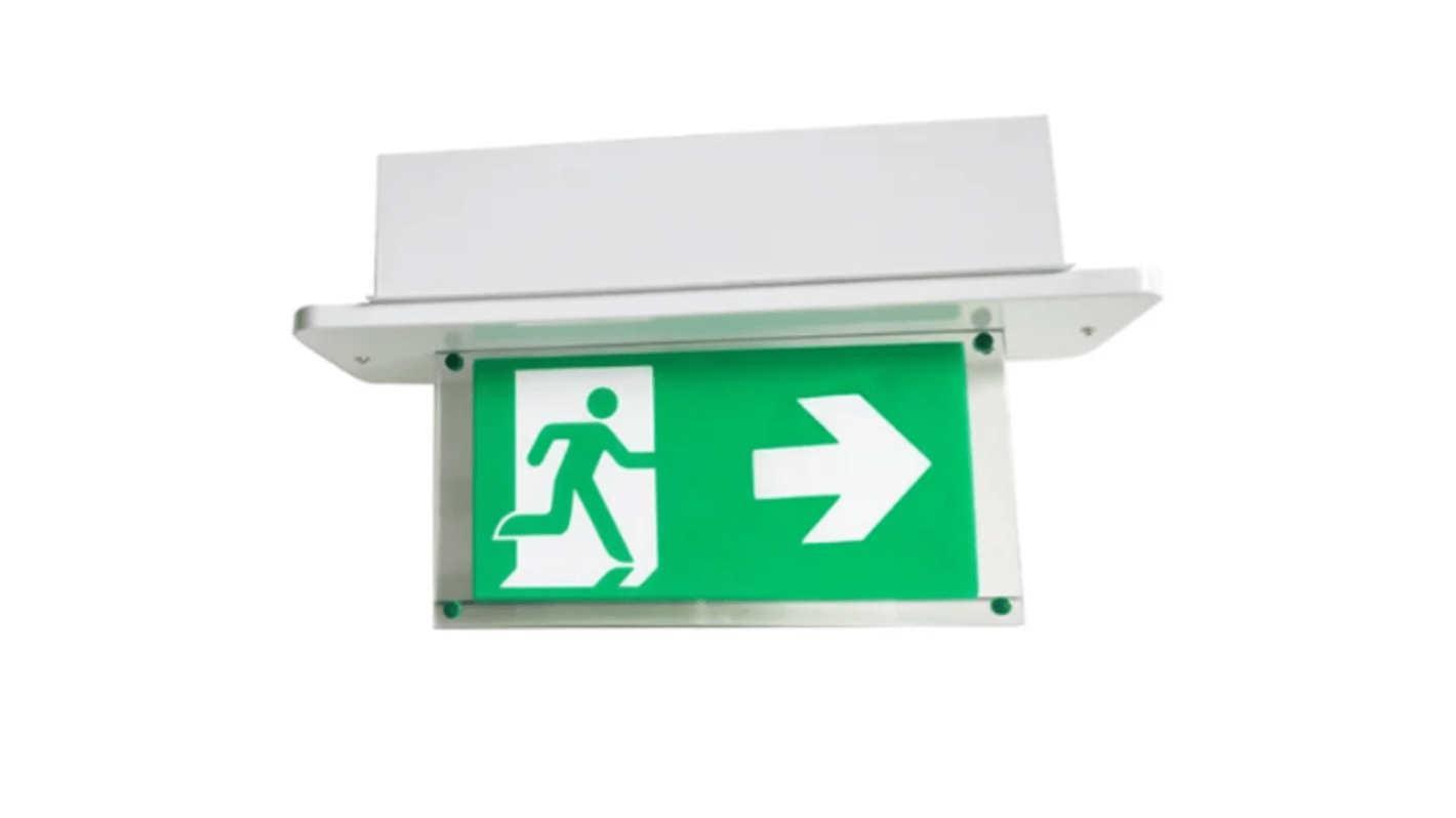 Acrylic, Steel Emergency Exit, None With Pictogram Only, Exit Sign, 410 x 240 x 140mm