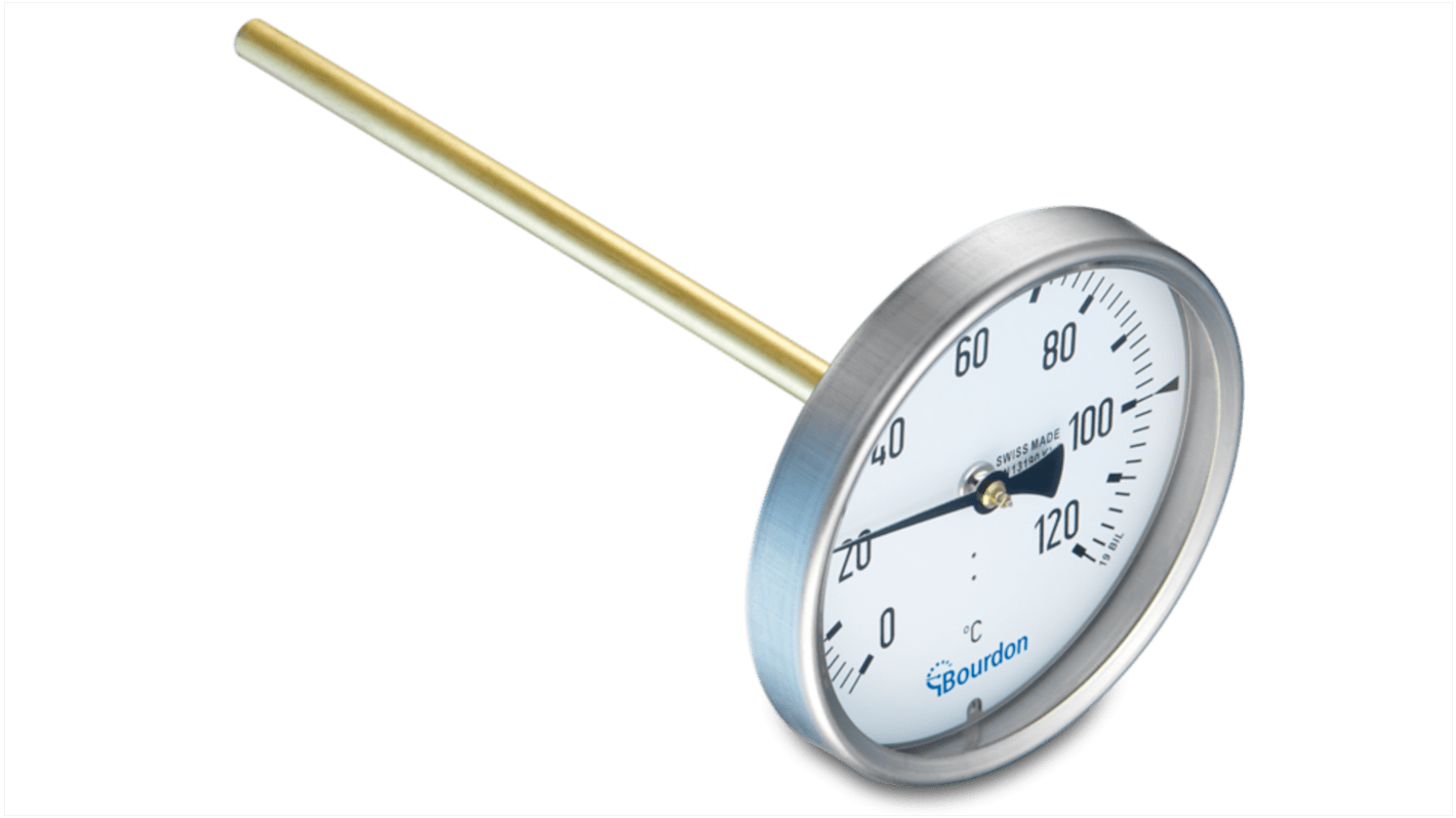 Thermomètre à aiguille Bourdon, 60 °C max, , Ø cadran 100mm