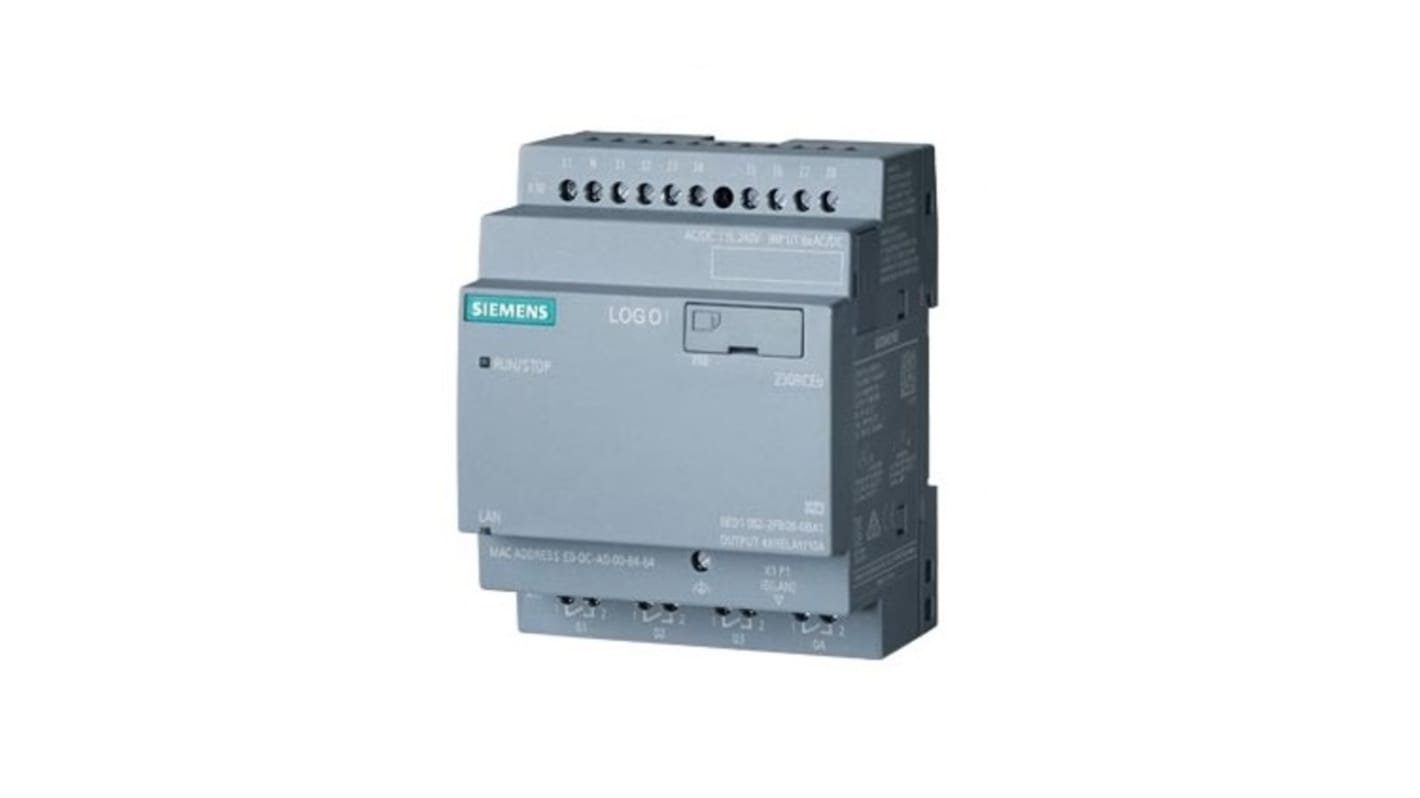 Módulo lógico Siemens SIPLUS LOGO, 8 entradas tipo Digital, 4 salidas tipo Relé, comunicación Ethernet
