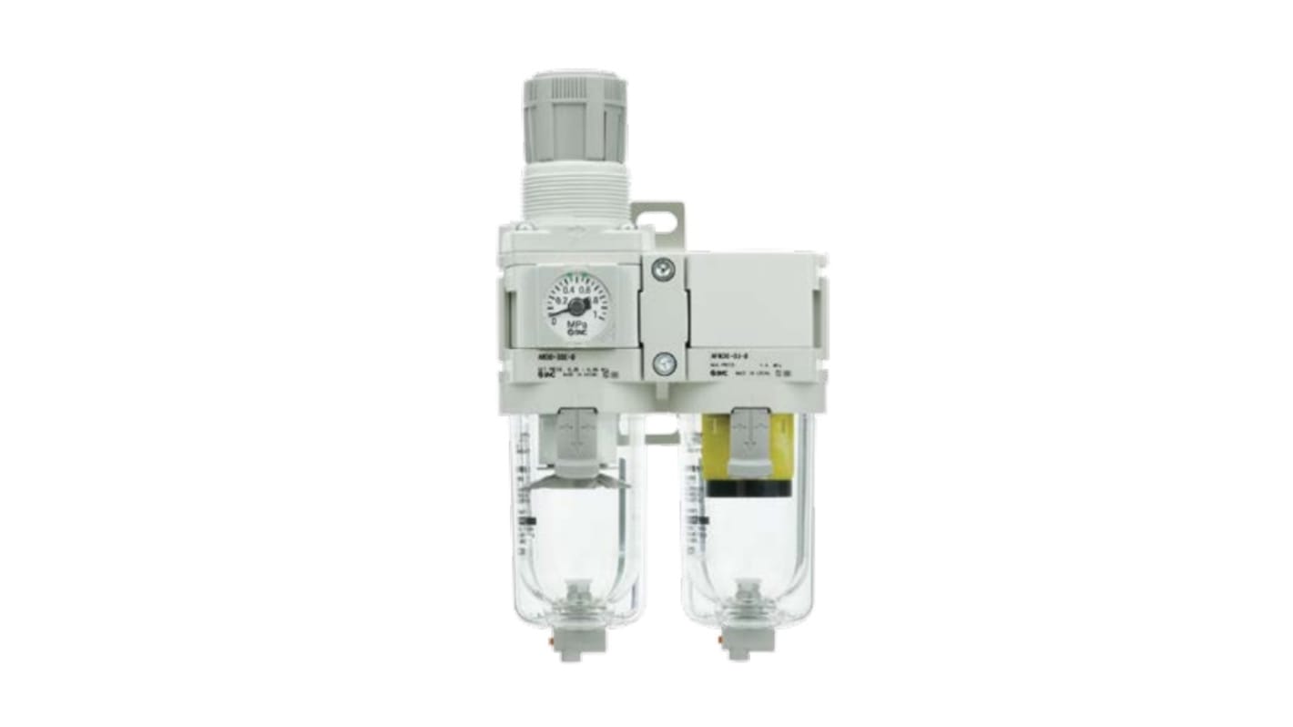 SMC AC30D Filter Regulator, 5μm, Rc 3/8, Semi Automatic