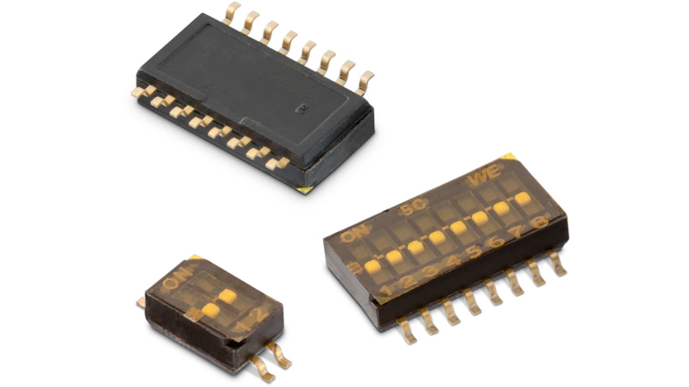 3 Way Surface Mount DIP Switch SPST, Flat Actuator