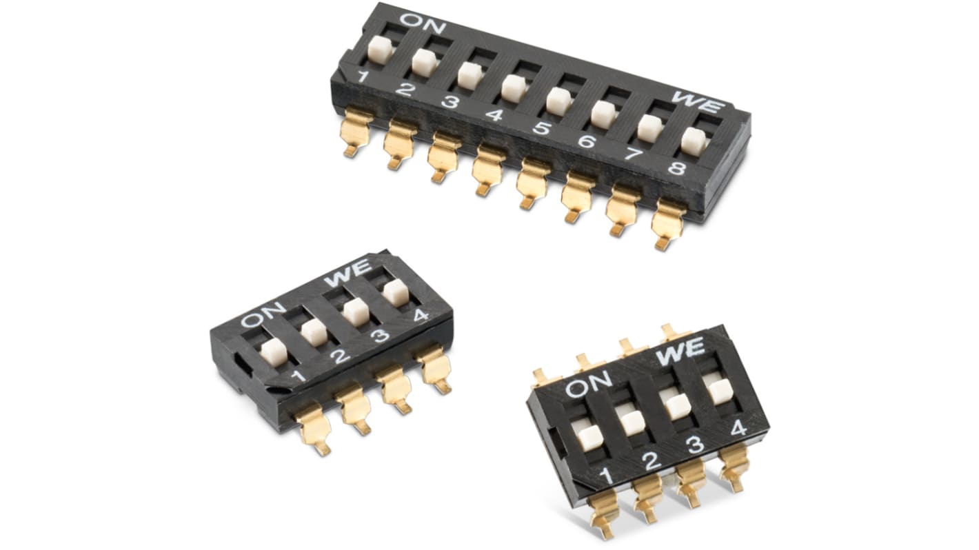 6 Way Surface Mount DIP Switch, Raised Actuator, IP67