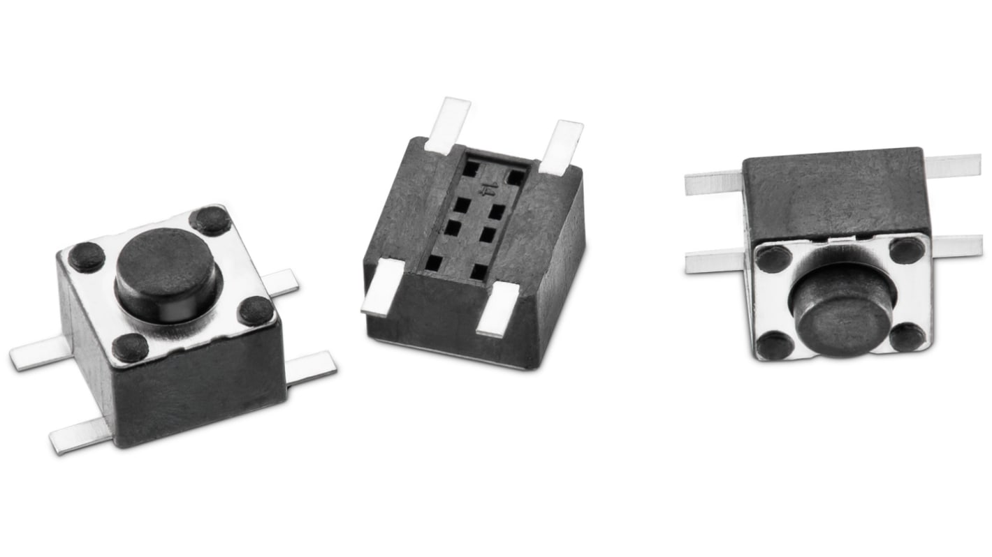 Würth Elektronik Taster SPST, SMD 50 mA Push-Push 3.8mm Rund Schwarz