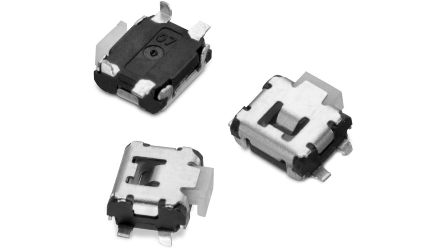 IP67 White Plunger Tactile Switch, SPST 50 mA 1.35mm Surface Mount
