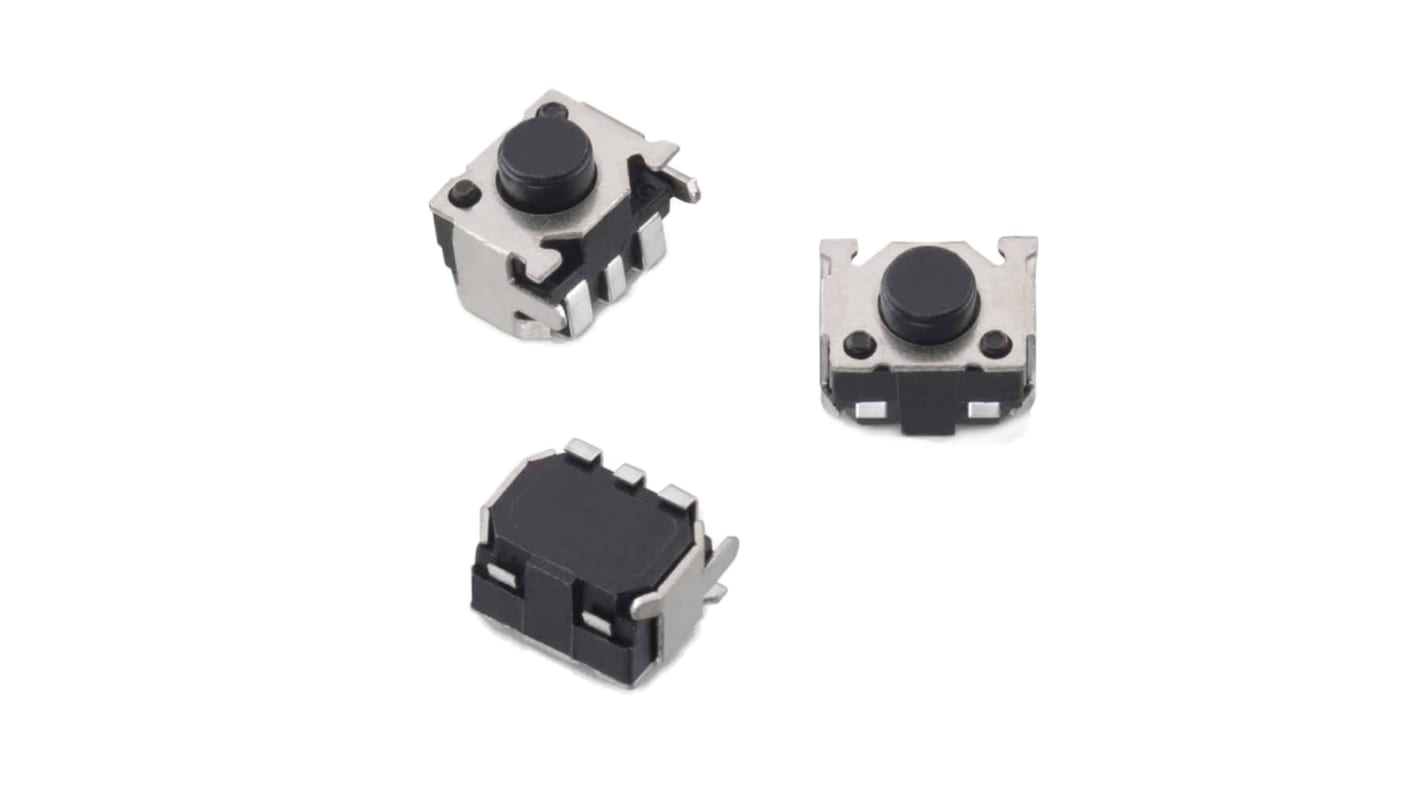 Black Round Tactile Switch, SPST 50 mA 3.3mm PCB