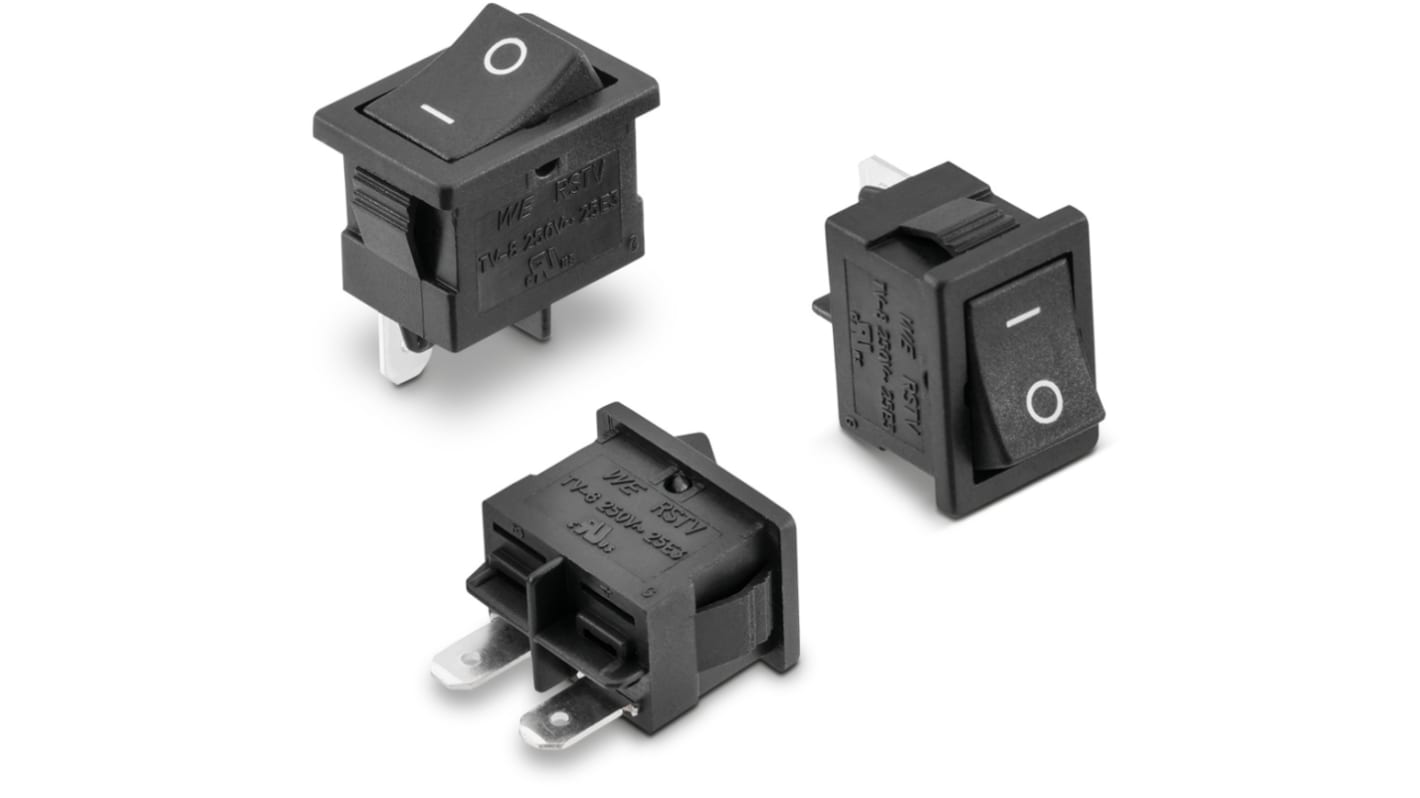 Wurth Elektronik SPST, (On)-Off Rocker Switch Snap-In