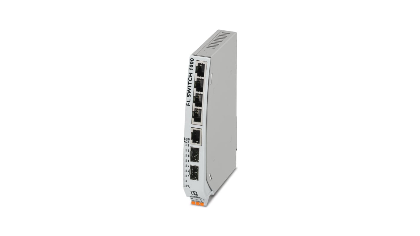 Phoenix Contact FL SWITCH 1000 Series Ethernet Switch, 5 RJ45 Ports, 10/100Mbit/s Transmission, 24V dc