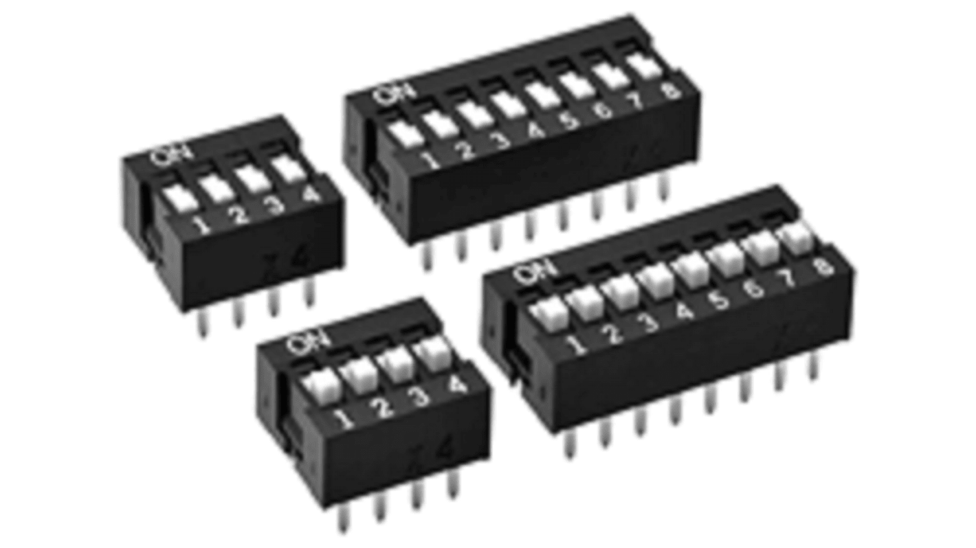 IP40 DIP switch 1-polet skifte, Hulmontering, Flad 25 mA, 2-vejs