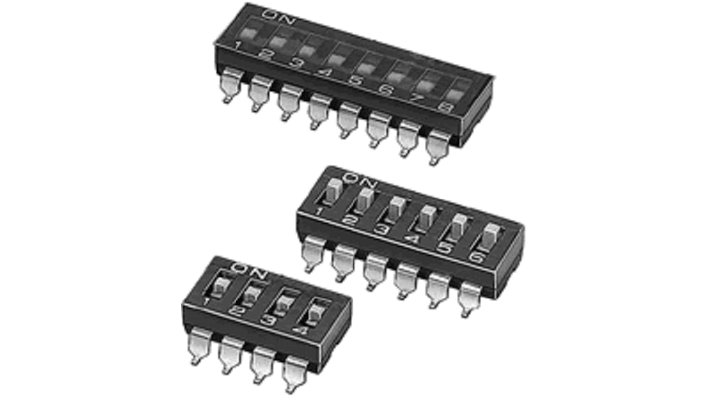 Omron DIP-Schalter Flach 3-stellig, 1-poliger Ein/Ausschalter Au-beschichtet 25 mA