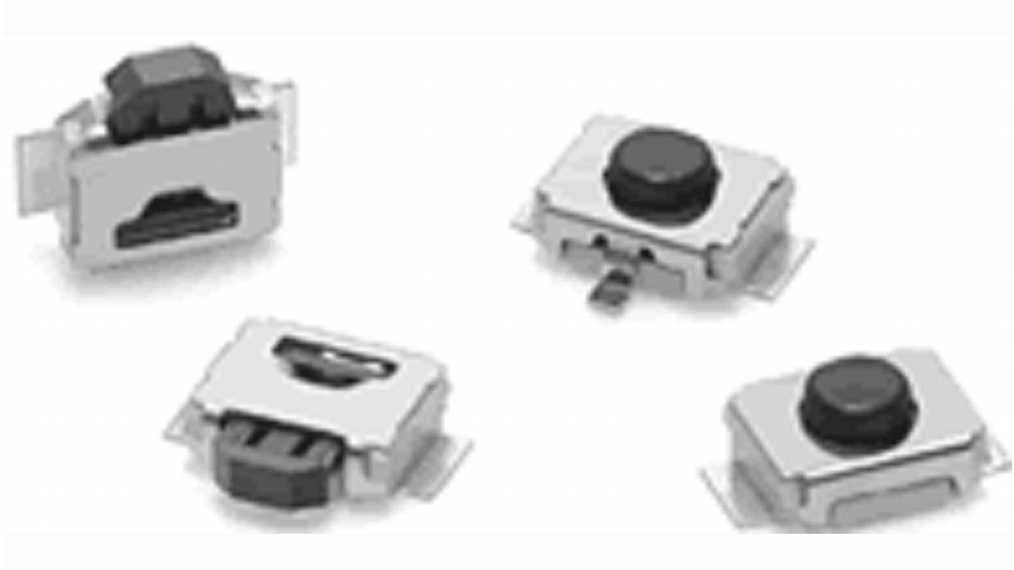 IP40 Side Tactile Switch, SPST 0.05A @12V dc VA Surface Mount