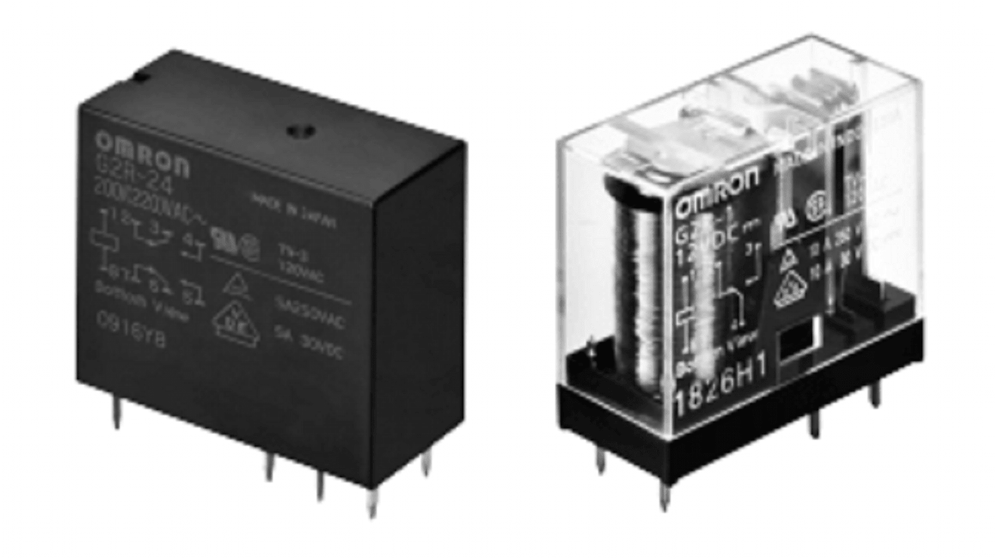 Omron PCB Mount Latching Power Relay, 24V Coil, 5A Switching Current, DPDT