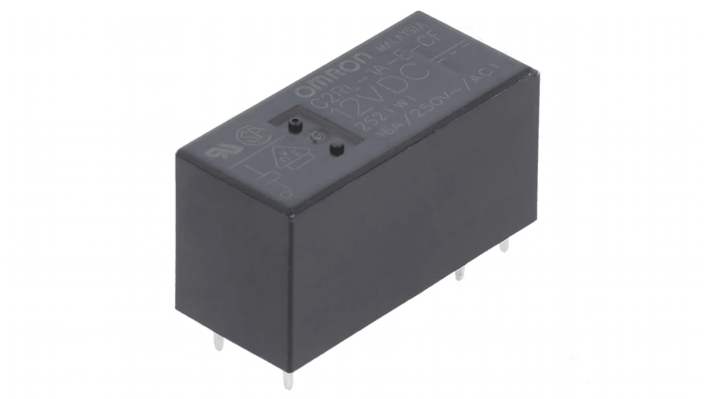 Omron Through Hole Mount Power Relay, 12V dc Coil, 12A Switching Current, SPST