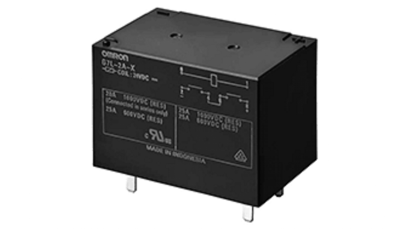 Omron PCB Mount Power Relay, 24V dc Coil, 20A Switching Current, DPST