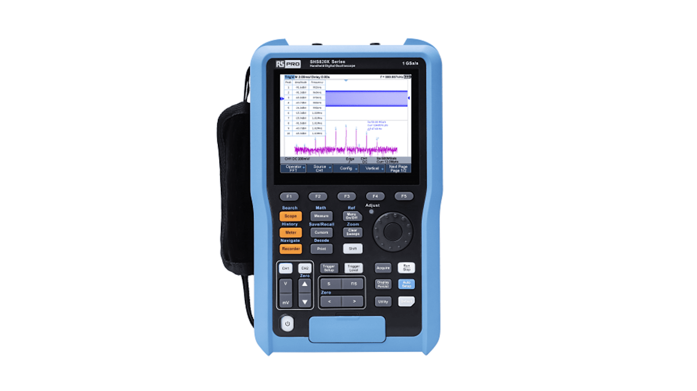 Osciloscopio de mano RS PRO, canales:2 A, 0 D, 200MHZ, pantalla de 5.6plg