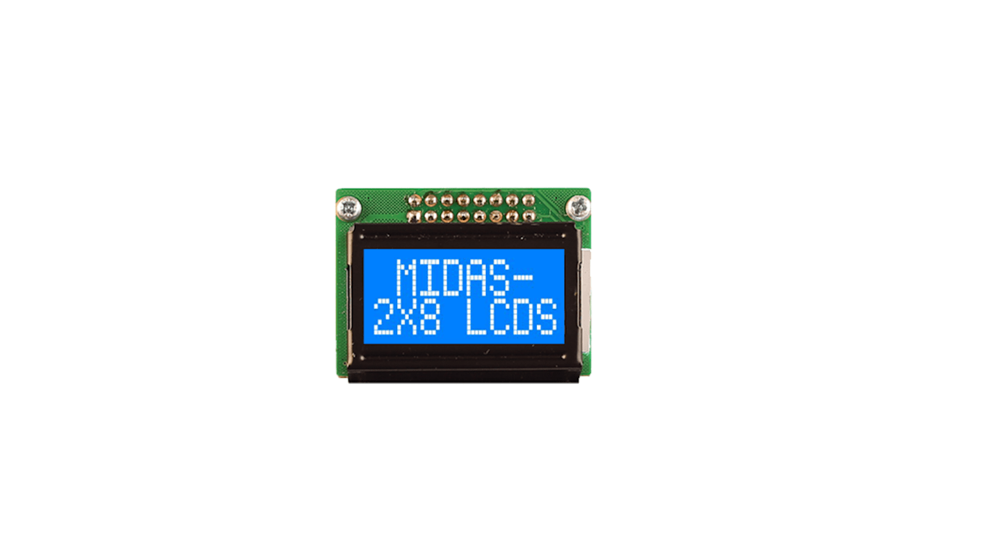 Display monocromatico LCD Midas, LCD, 2x8 caratteri