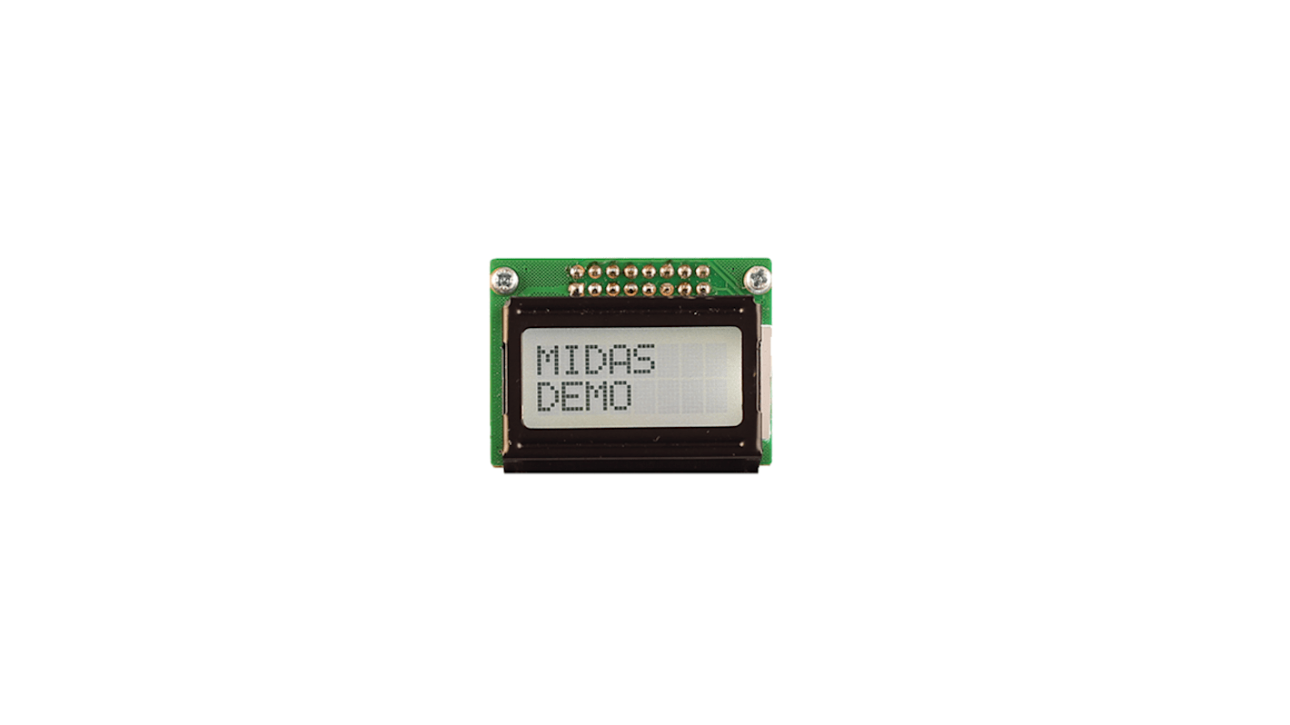 Midas 液晶モノクロディスプレイ LCD, 2列8文字x8 char