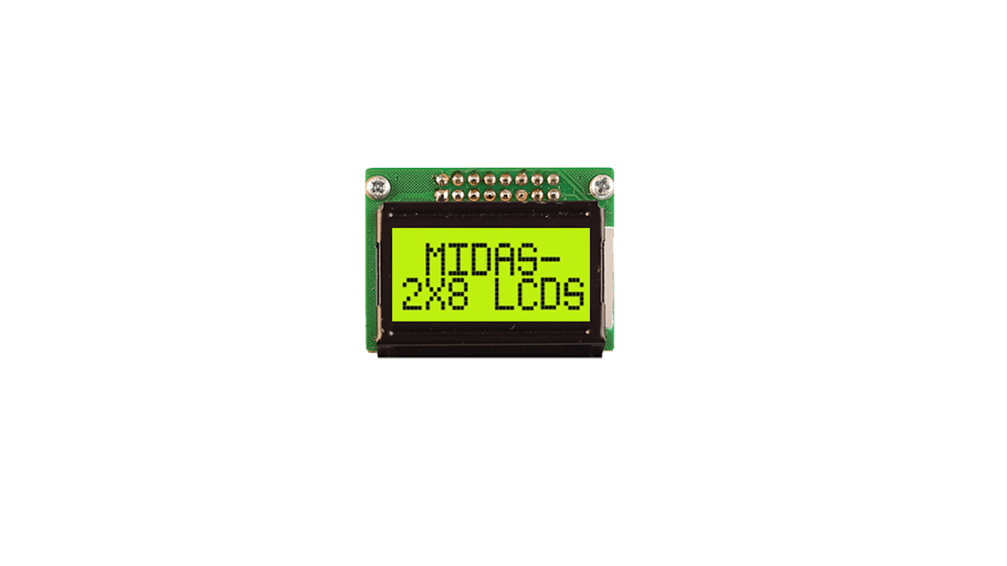 Midas Monochrom LCD, LCD Zweizeilig, 8 Zeichen