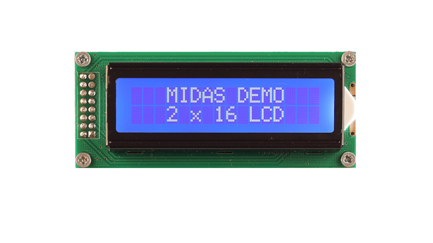 Afficheur monochrome LCD Midas, LCD 2 x 16 caractères