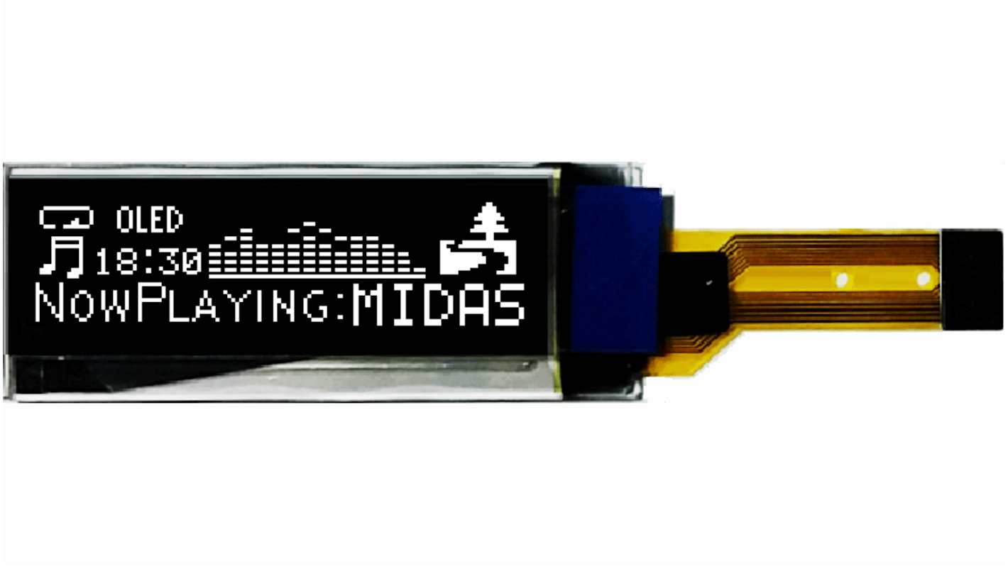 Midas 0.91in White Passive matrix OLED Display 128 x 32pixels COT SPI Interface